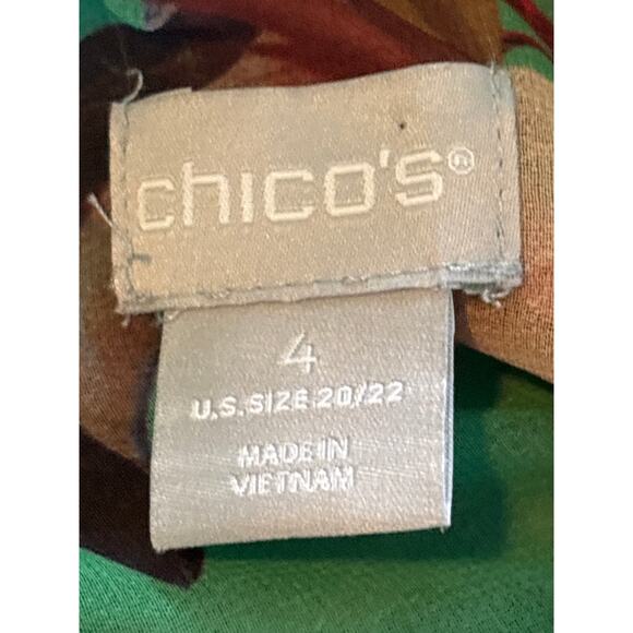 Chico's Blouse Top Women's Size XL Green Floral Sheer Preppy Casual Office - Picture 3 of 10